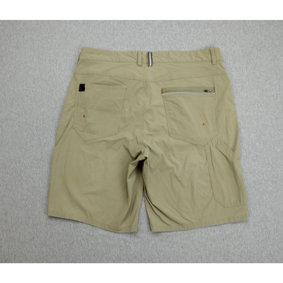LL Bean Shorts Mens 35W Brown Chino Flat Front Nylon Stretch Performance - Picture 2 of 6